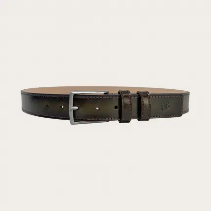 Cinturón elegante verde de piel pulida a mano