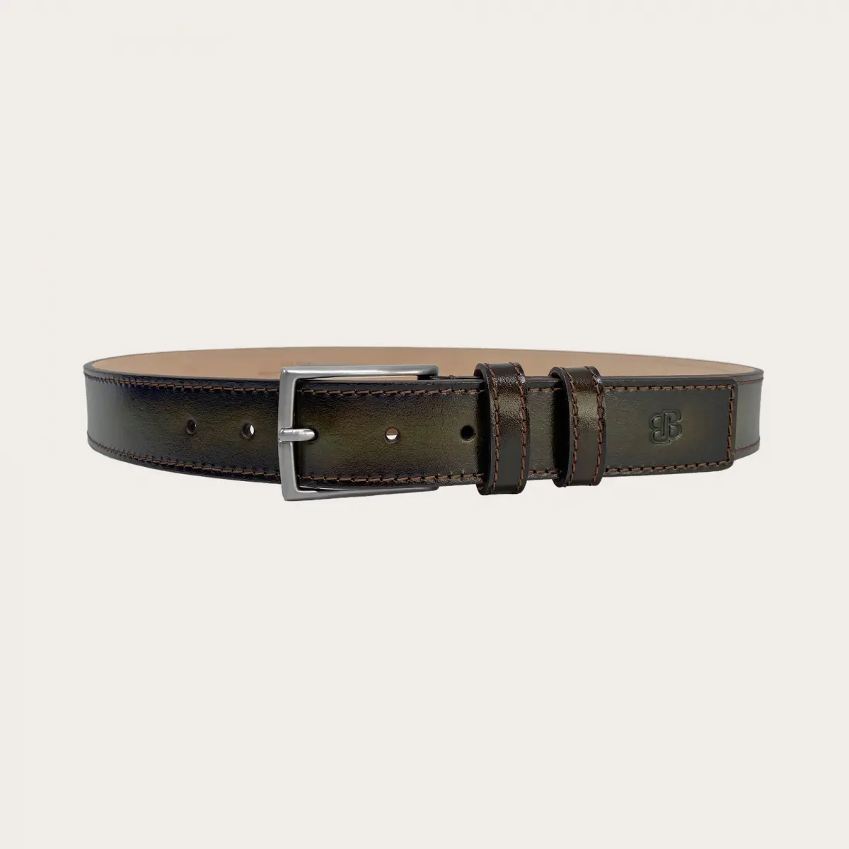 Cinturón elegante verde de piel pulida a mano
