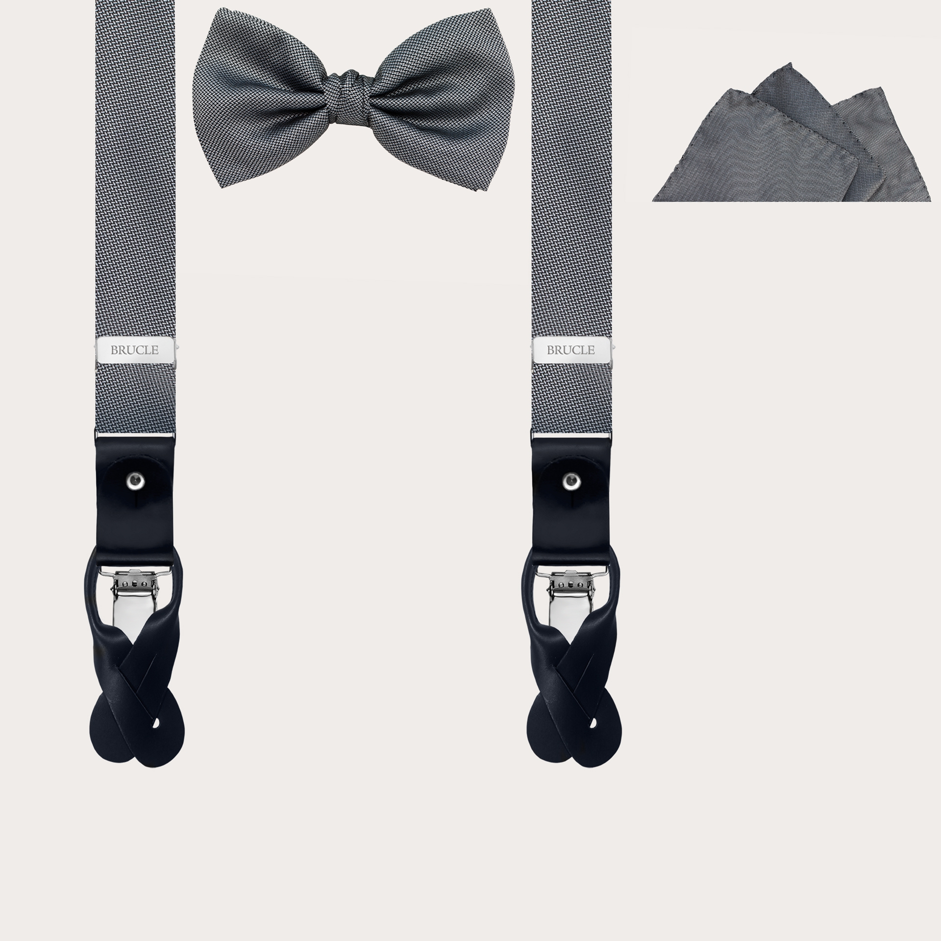Cannage Bow Tie Gray Silk