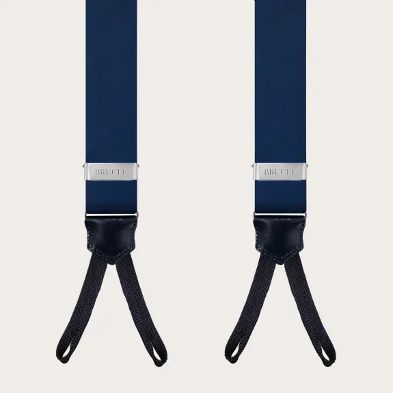 BRUCLE Bretelle con asole in raso di seta blu