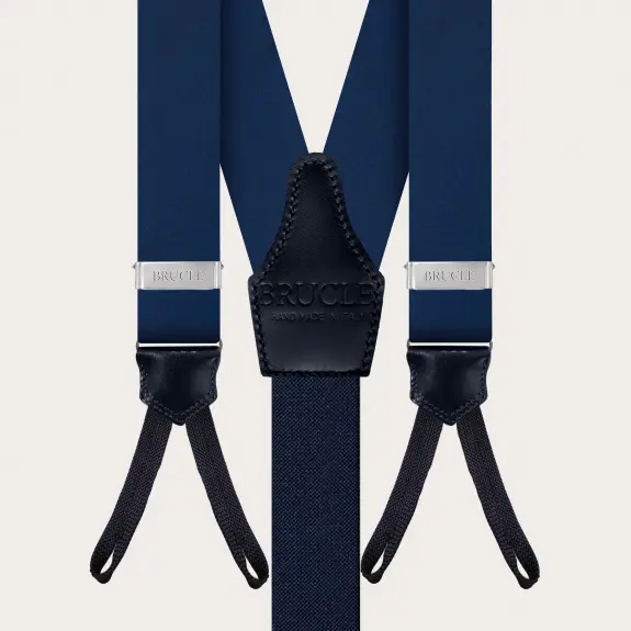 BRUCLE Bretelle con asole in raso di seta blu