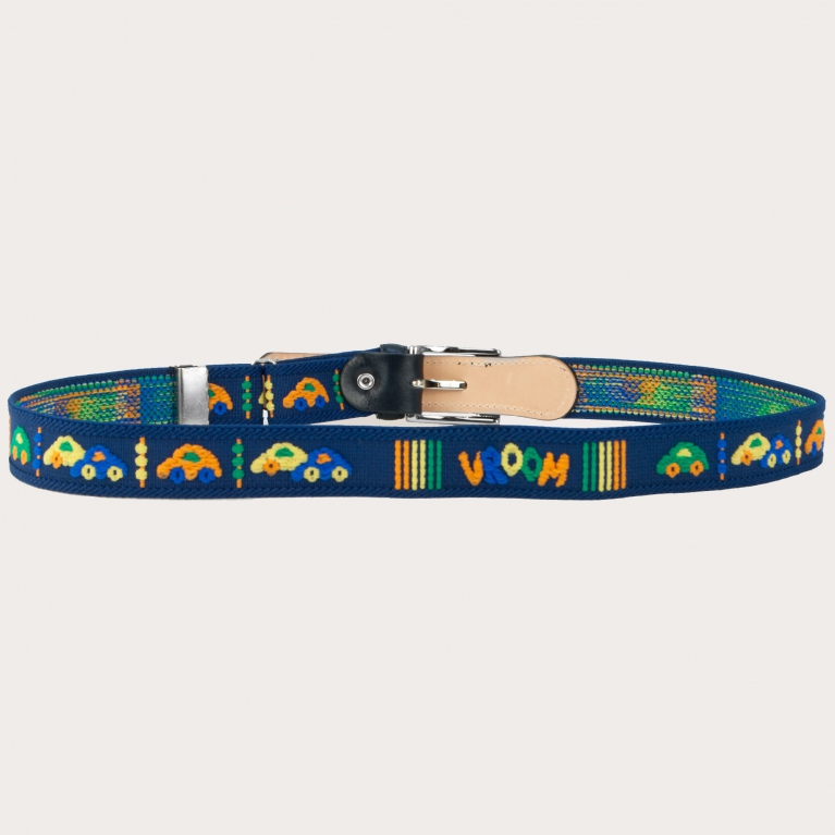 Blue children's belt with toy cars