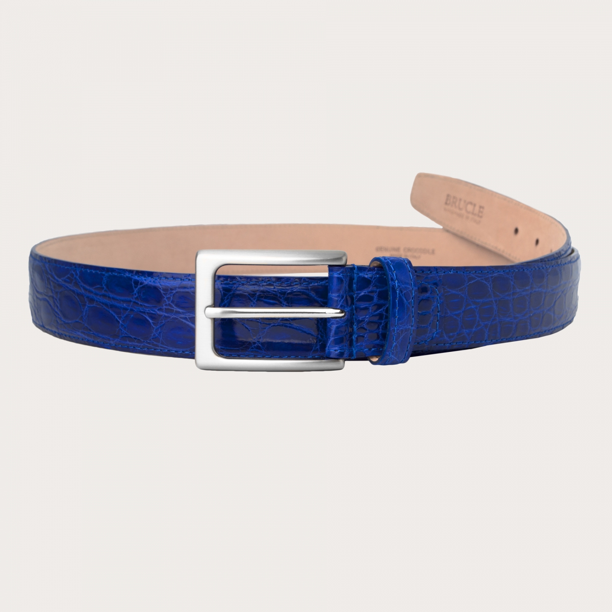 Royal blue ostrich belt - Luxury custom-made belts