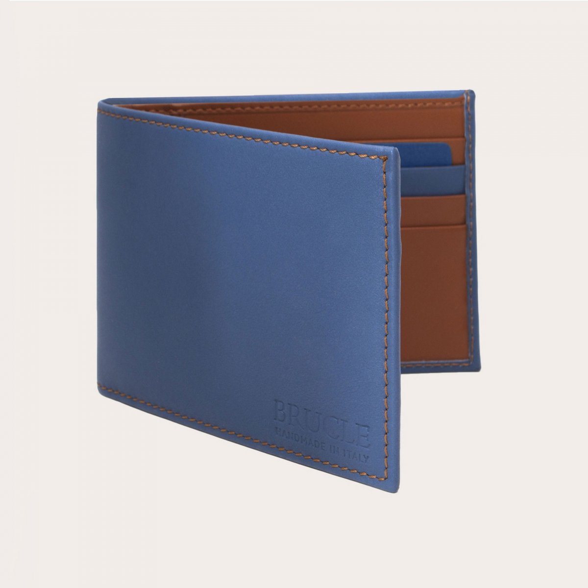 Men's card holder in blue and brown BRUCLE