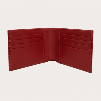 Luxury wallet in genuine crocodile, red