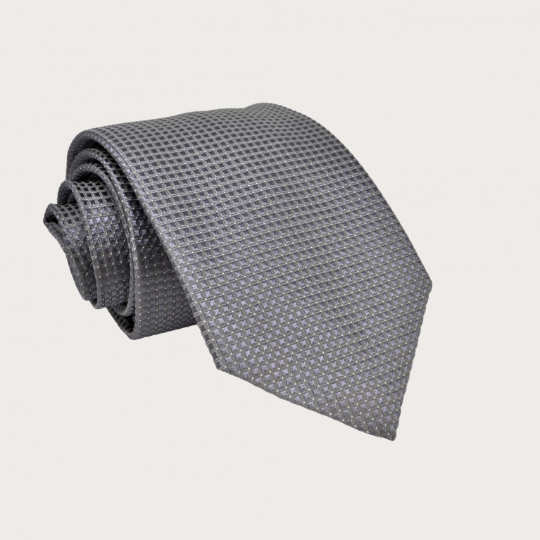 Corbata hombre jacquard seda gris topos