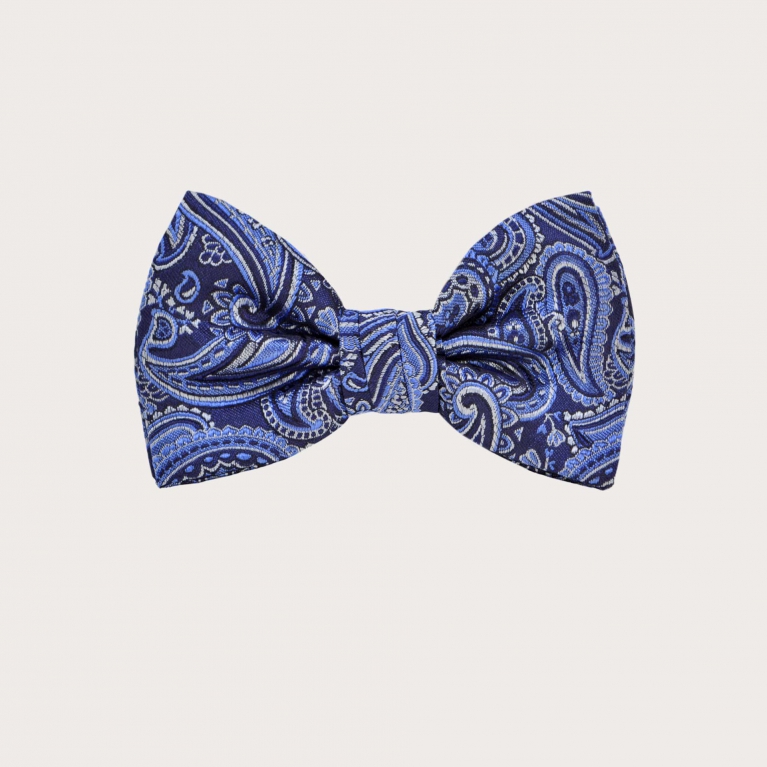 Elegante Kinderfliege in Blau und Grün mit Paisley-Muster