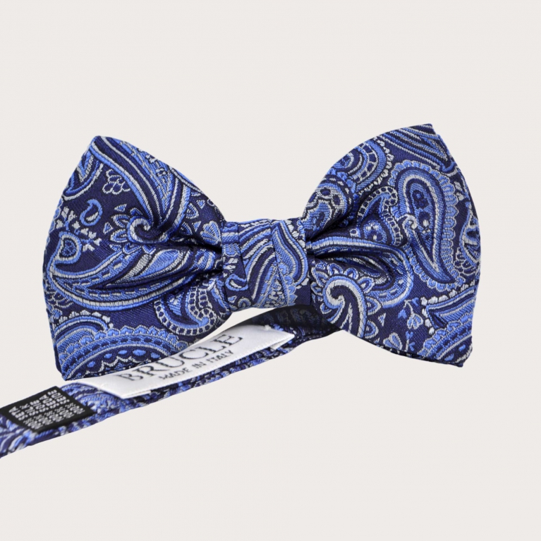 Elegante Kinderfliege in Blau und Grün mit Paisley-Muster