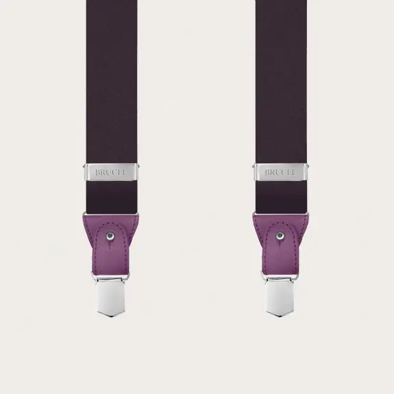 Formal Y-shape men suspenders in tubular silk borgogna