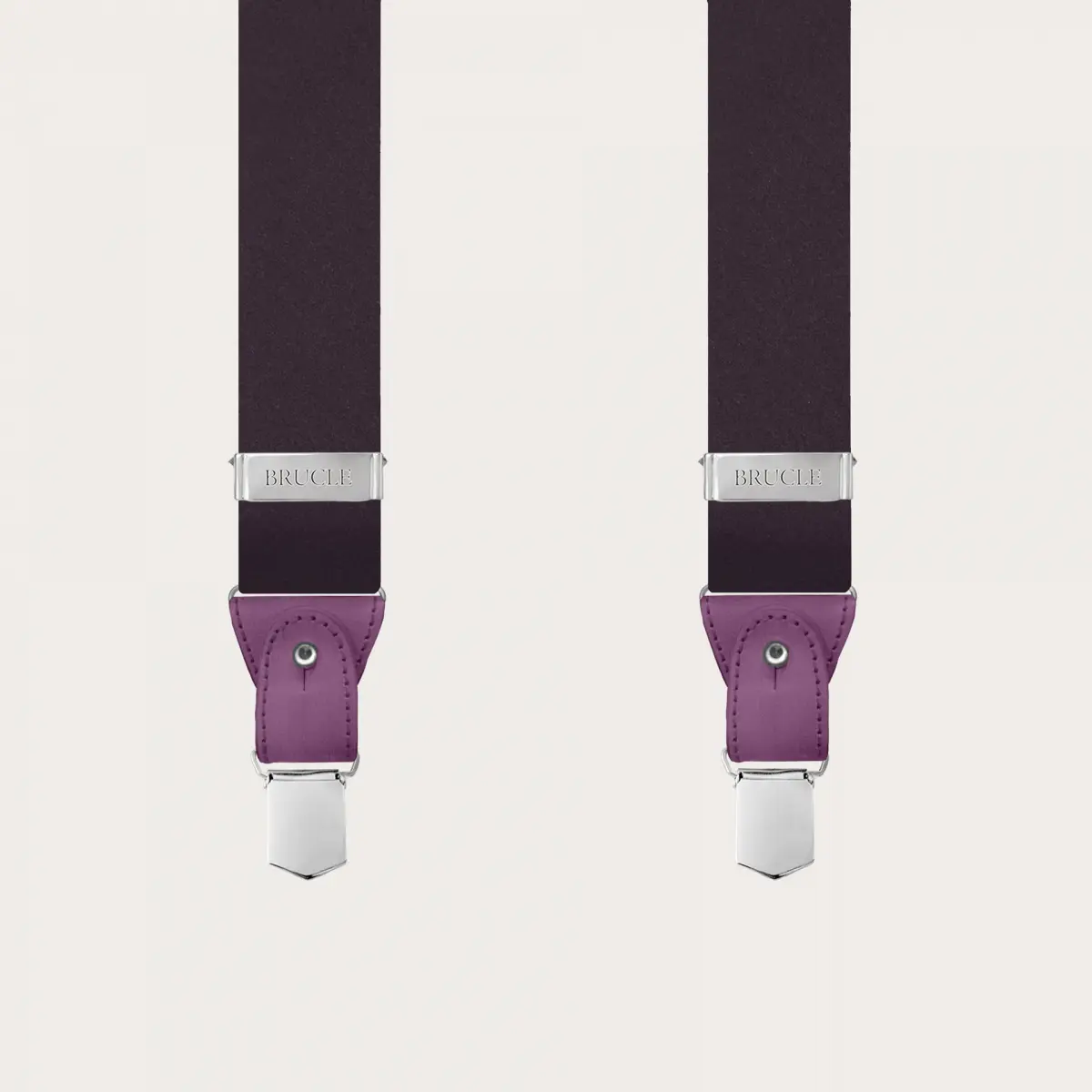 Formal Y-shape men suspenders in tubular silk borgogna