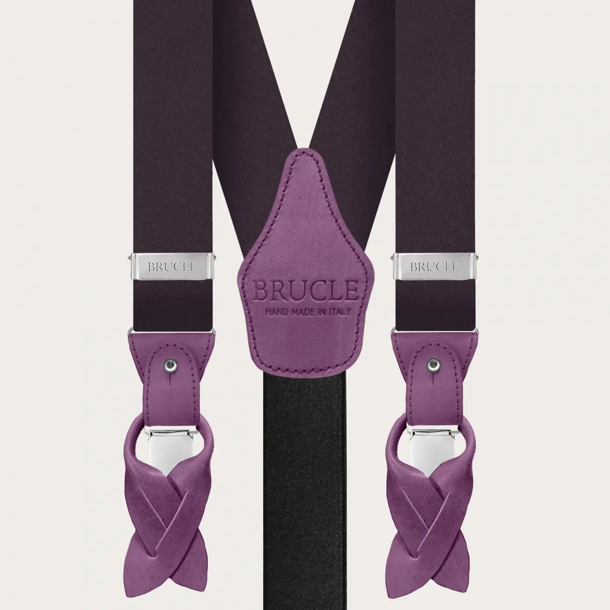 Formal Y-shape men suspenders in tubular silk borgogna