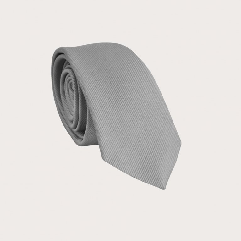 Grey silk tie for children and teenagers