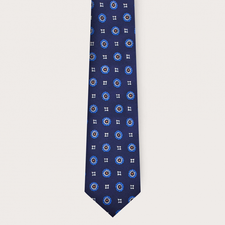 Blue floral silk tie