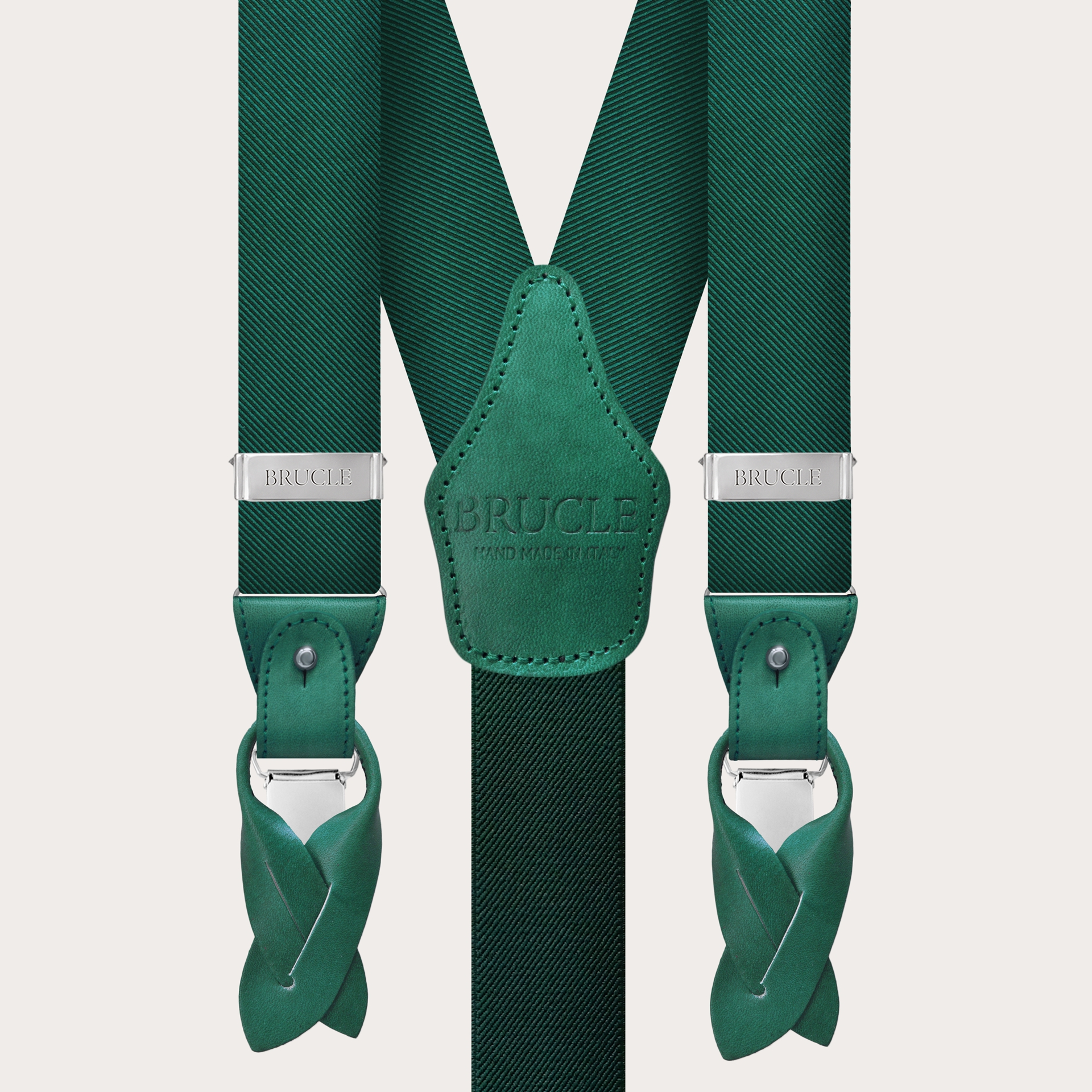 High-Quality Green Silk Suspenders