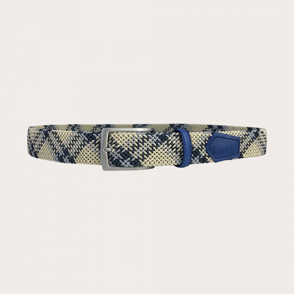 Cintura Elastica Intrecciata Blu, Beige, Azzurra Nichel Free