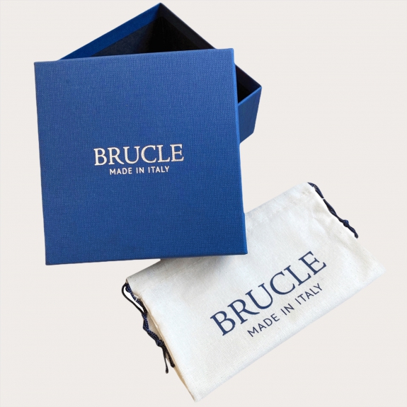 BRUCLE Cintura jeans intrecciata blu e nera con pelle colorata a mano