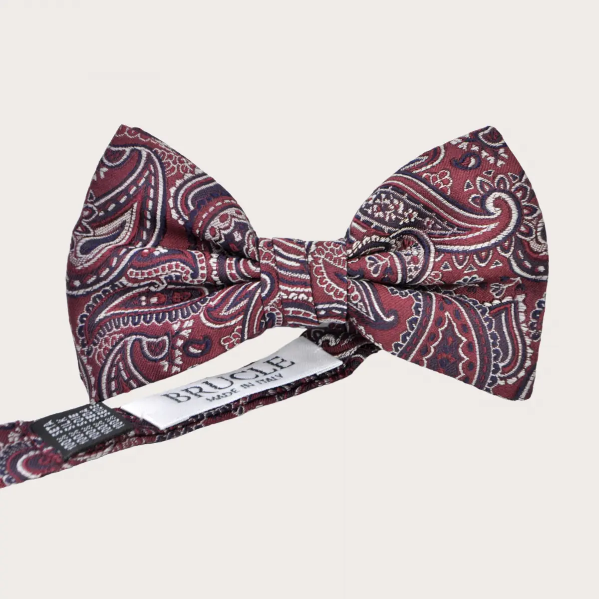 Nœud papillon homme paisley rouge bordeaux en soie jacquard