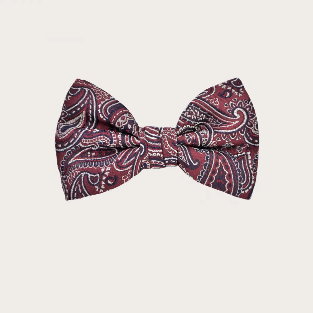 Nœud papillon homme paisley rouge bordeaux en soie jacquard