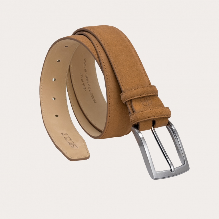 Ceinture en daim couleur caramel avec boucle sans nickel