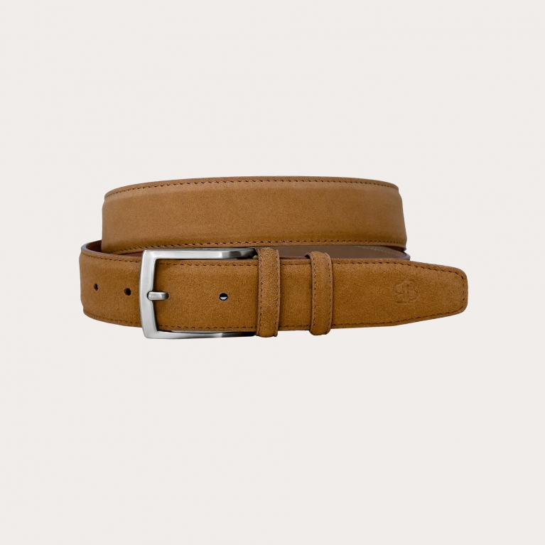 Ceinture en daim couleur caramel avec boucle sans nickel