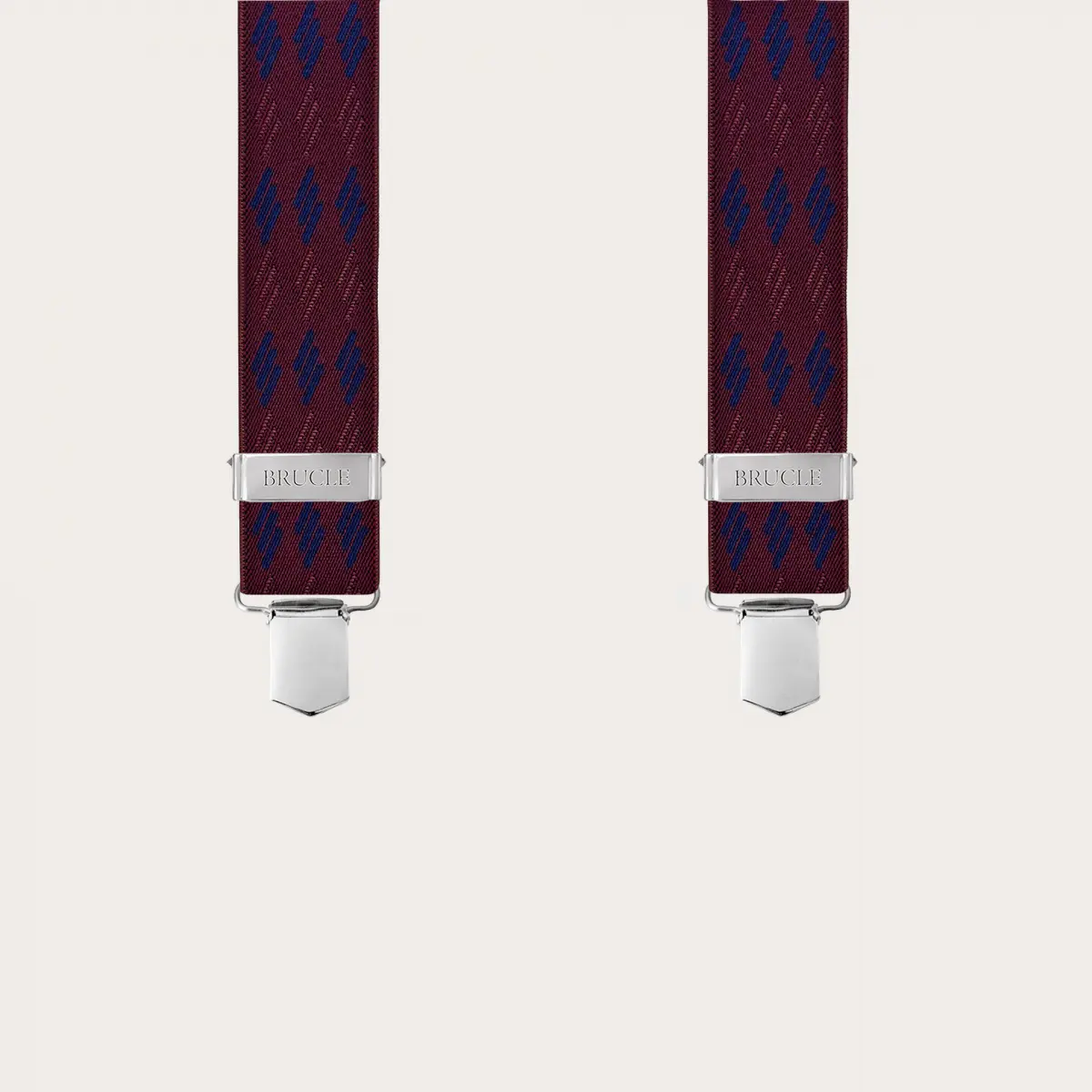 Breite unisex Hosenträger mit Streifenmuster in Bordeaux und Blau