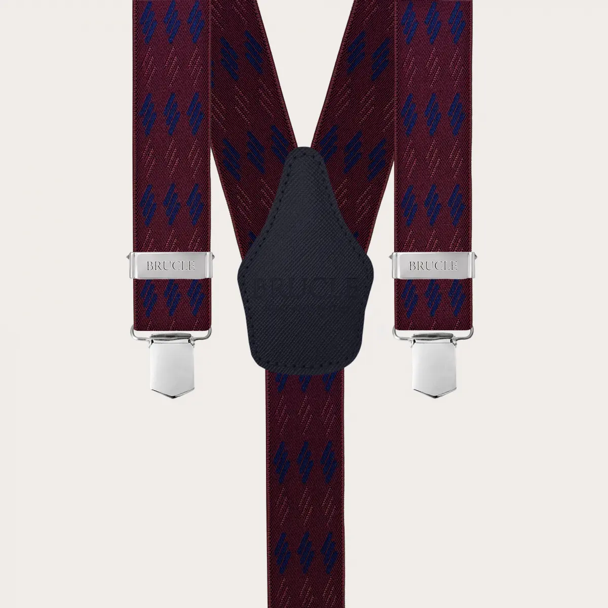 Breite unisex Hosenträger mit Streifenmuster in Bordeaux und Blau