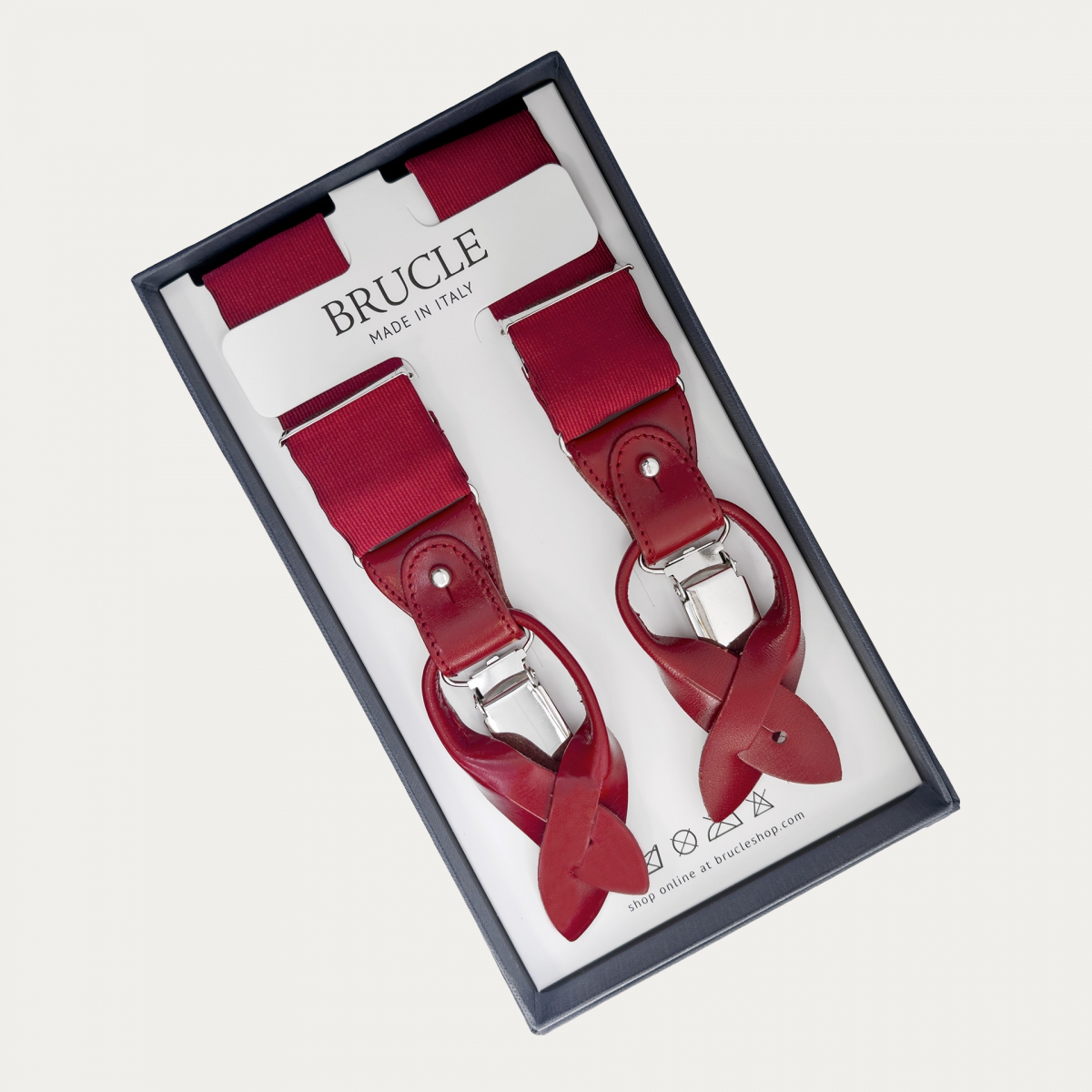 Formal Y-shape pure silk suspenders, red