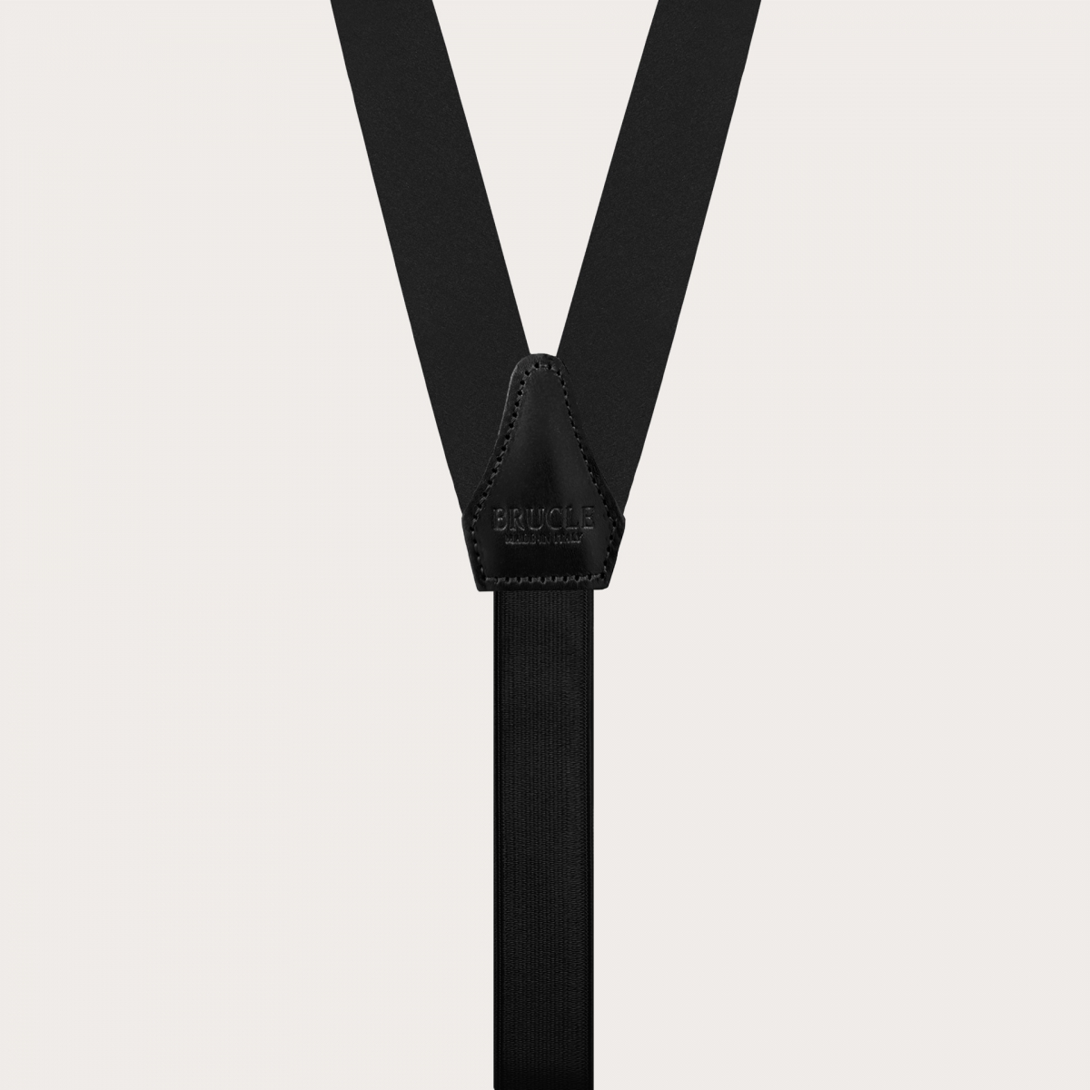 Narrow black silk satin suspenders with loops