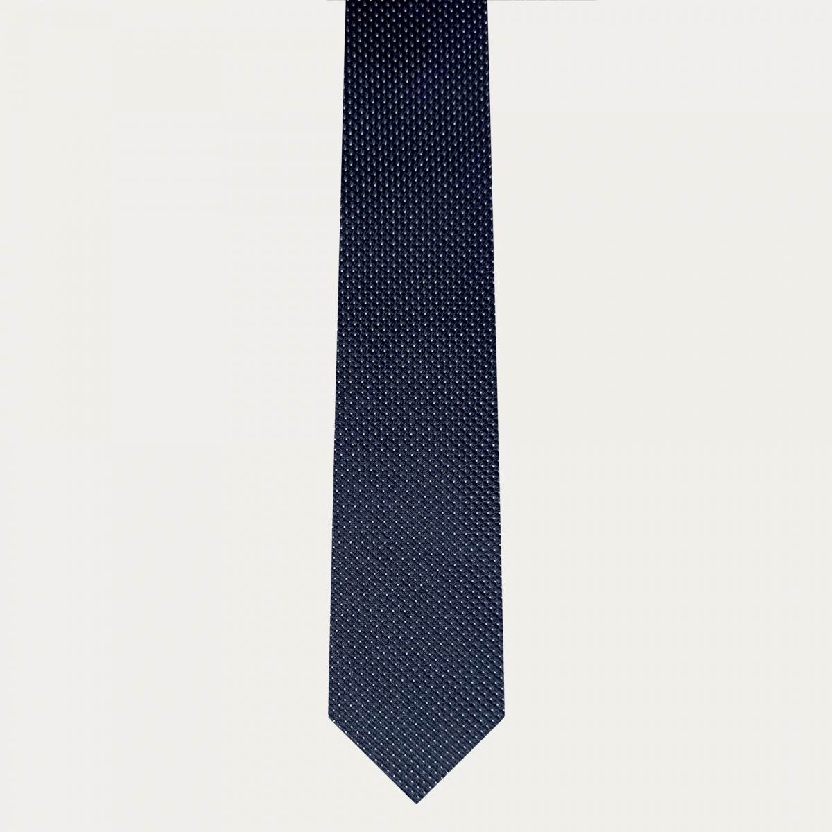 Corbata estrecha azul de puntos en seda jacquard