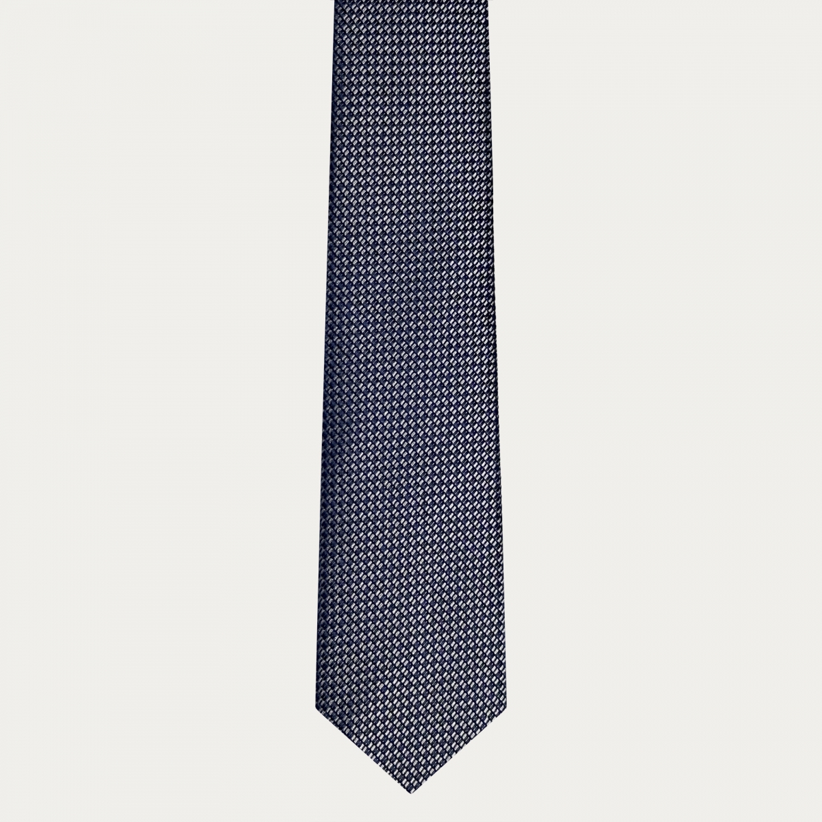 Men's silver and navy jacquard silk tie