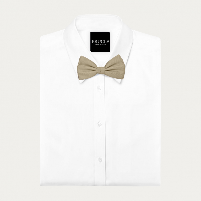 Men's champagne-colored silk pre-tied bow tie