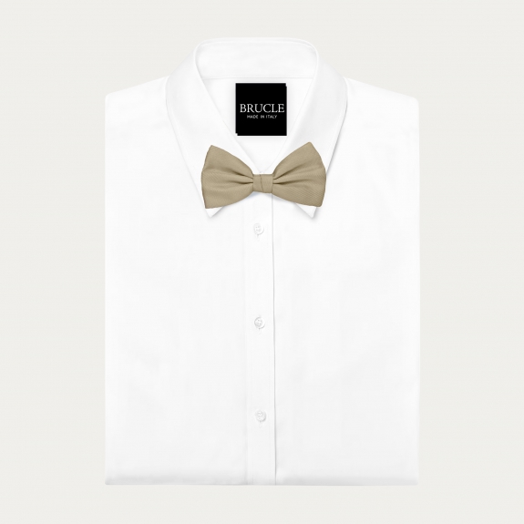 Men's champagne-colored silk pre-tied bow tie