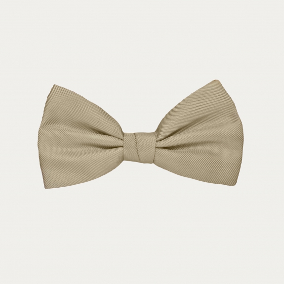 Men's champagne-colored silk pre-tied bow tie