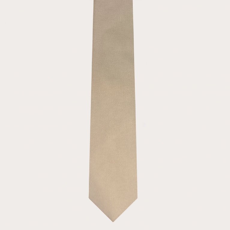 Champagne-colored narrow silk tie