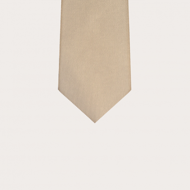 Champagne-colored narrow silk tie