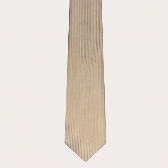 Coordinated set of striped suspenders and champagne silk tie