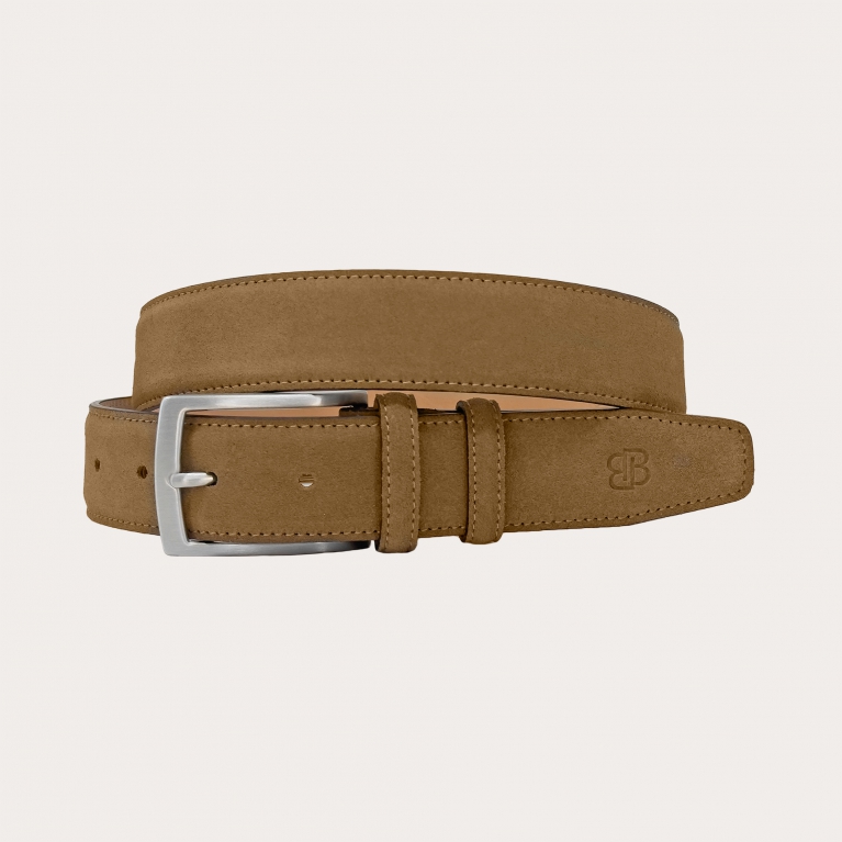 Ceinture en daim marron terra avec boucle sans nickel