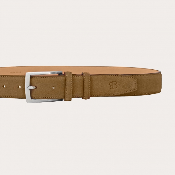 Terra brown suede belt with nickel-free buckle