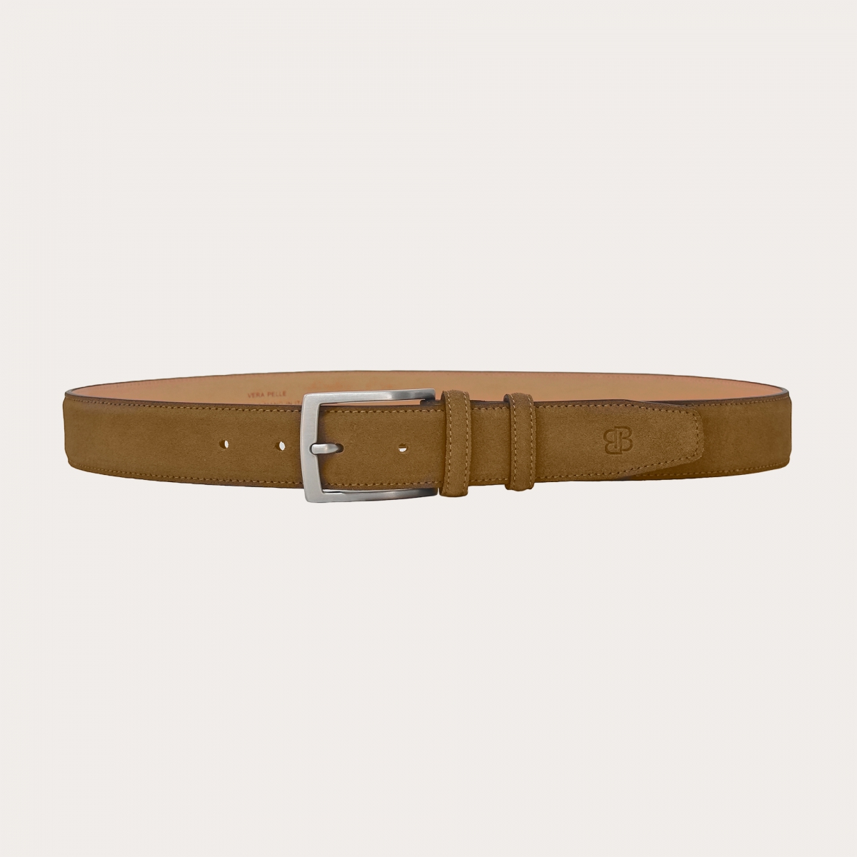 Ceinture en daim marron terra avec boucle sans nickel