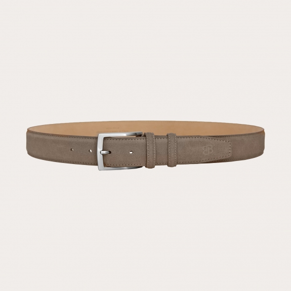 Mud-colored suede belt with nickel-free buckle