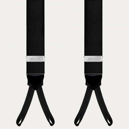 Elegant black satin suspenders with buttonholes