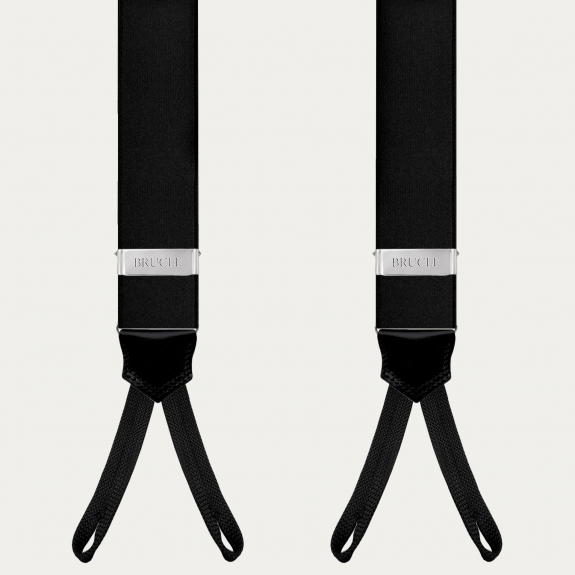 Elegant black satin suspenders with buttonholes