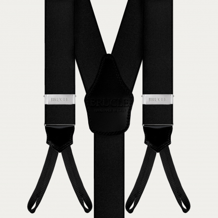 Bretelle eleganti in raso nere con asole per bottoni