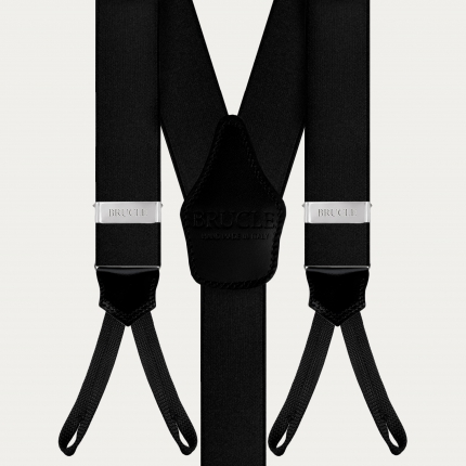 Elegant black satin suspenders with buttonholes