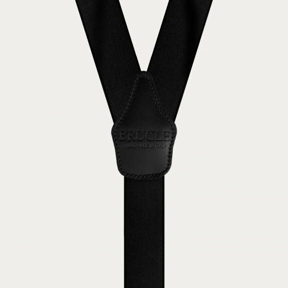 Elegant black satin suspenders with buttonholes