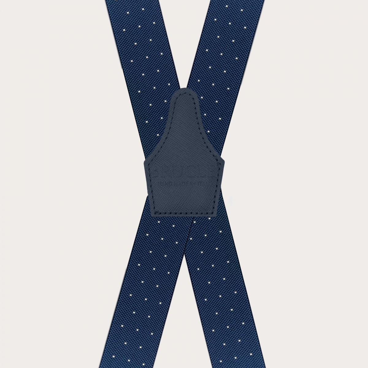 X-back blue polka dot unisex suspenders with clips only