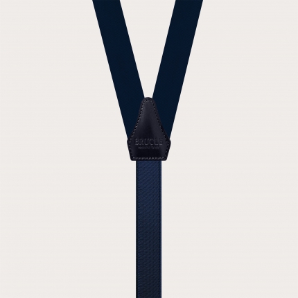 Navy blue silk satin narrow braces with button loops
