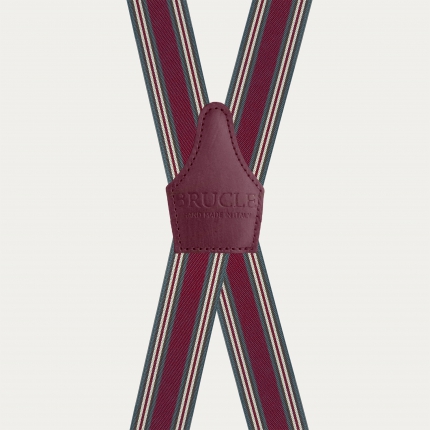 Burgundy striped suspenders with 4 bars, clips only