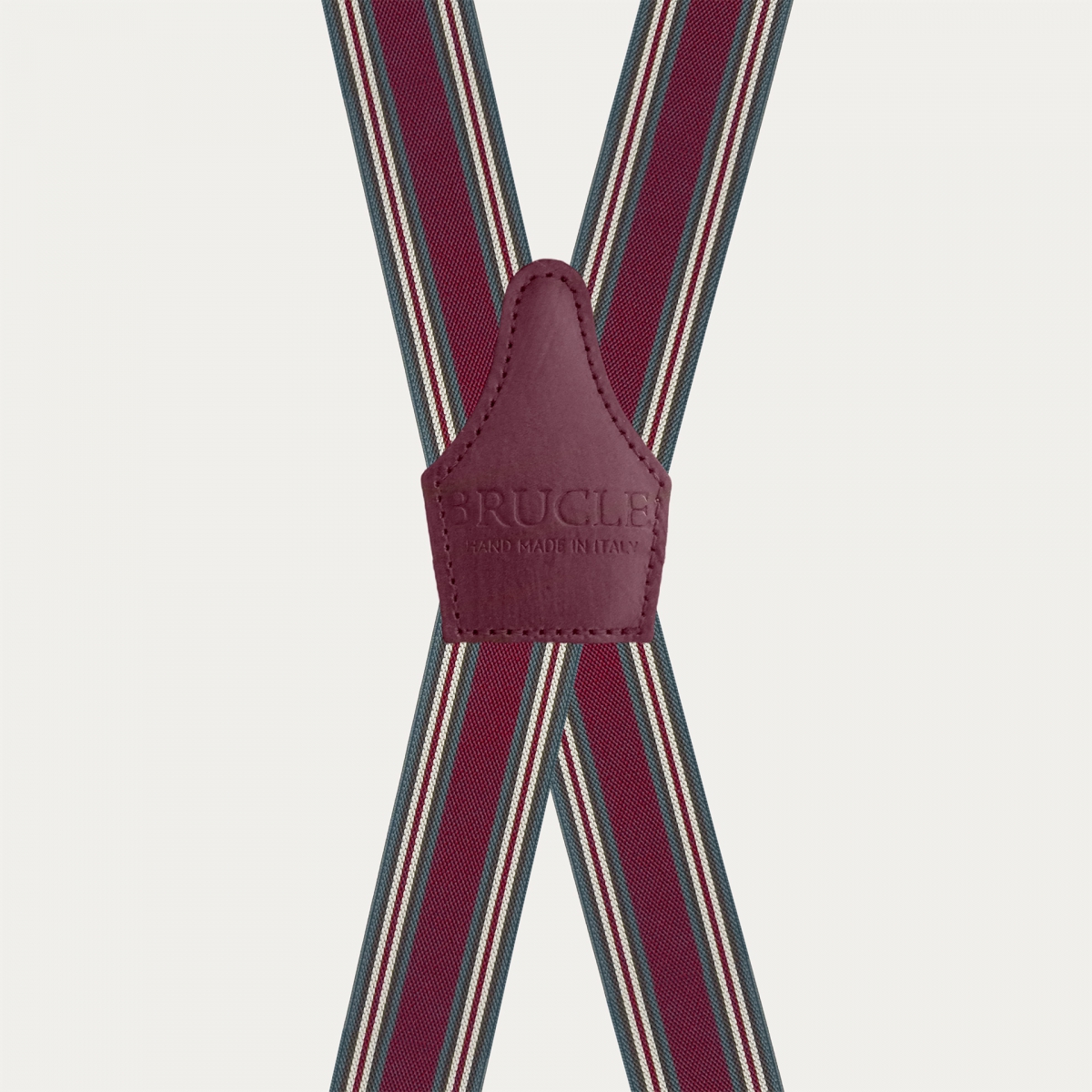 Burgundy striped suspenders with 4 bars, clips only