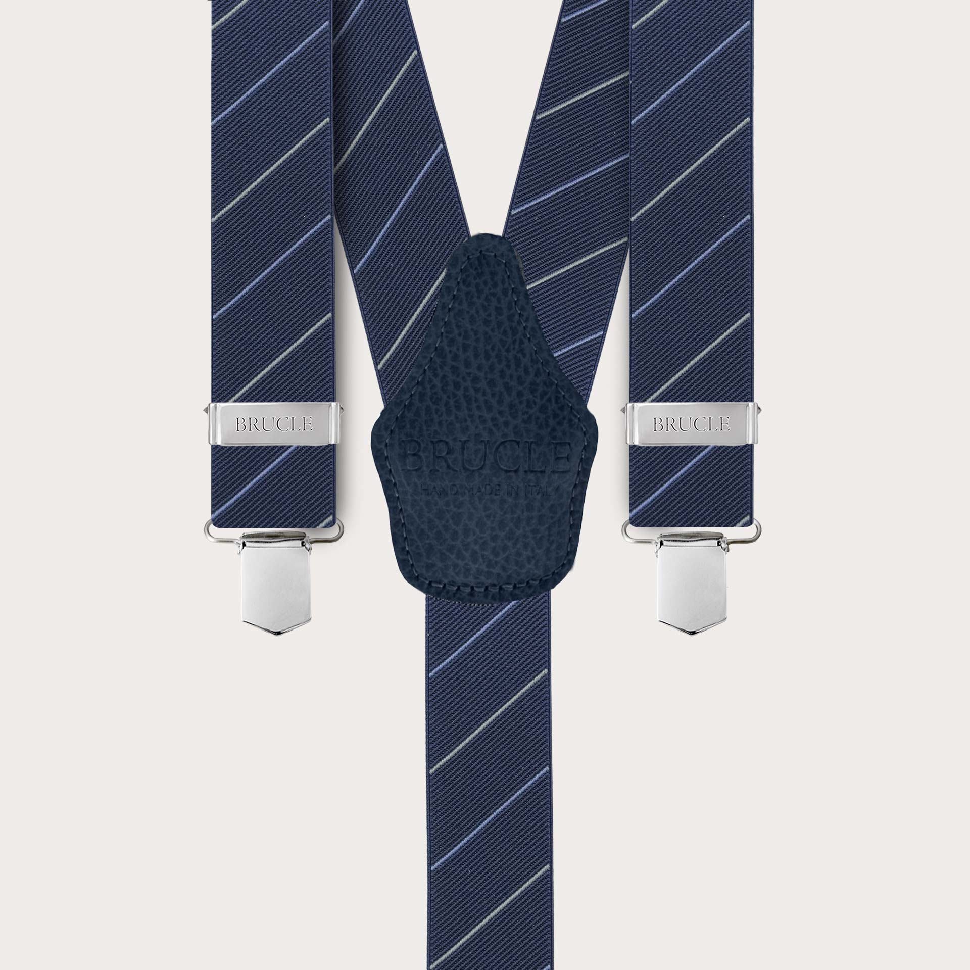 Elegante regimental blaue Hosenträger mit diagonalen Streifen